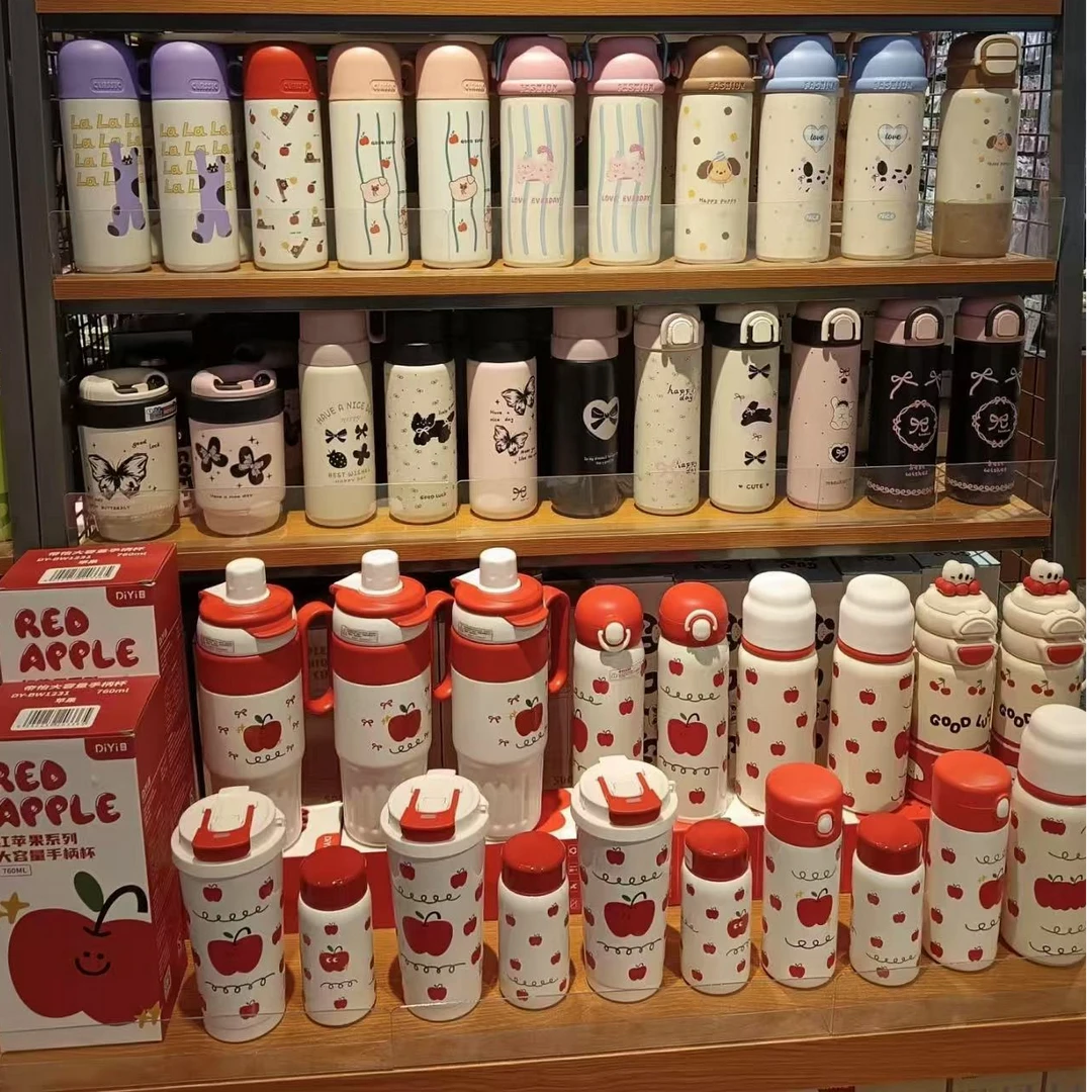 374-434（简约风动物可爱风茶杯家用软萌系奶瓶大容量保温杯可爱）