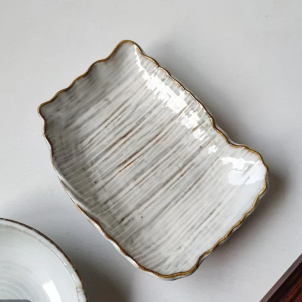 创意复古陶瓷盘子日式不规则沙拉盘意面盘水果盘加厚菜盘