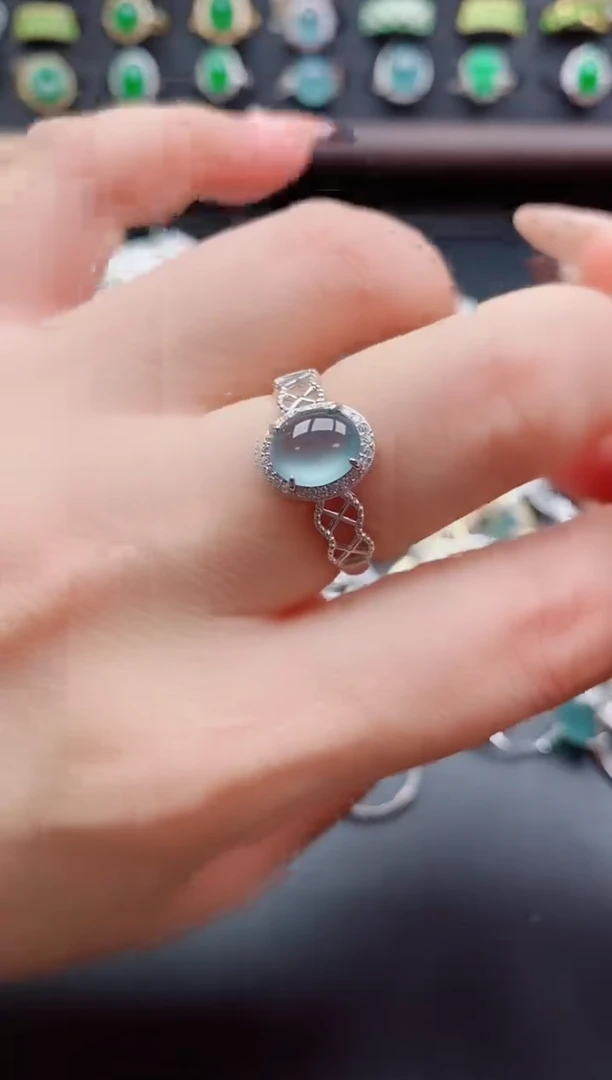 银S925镶嵌戒指翡翠1