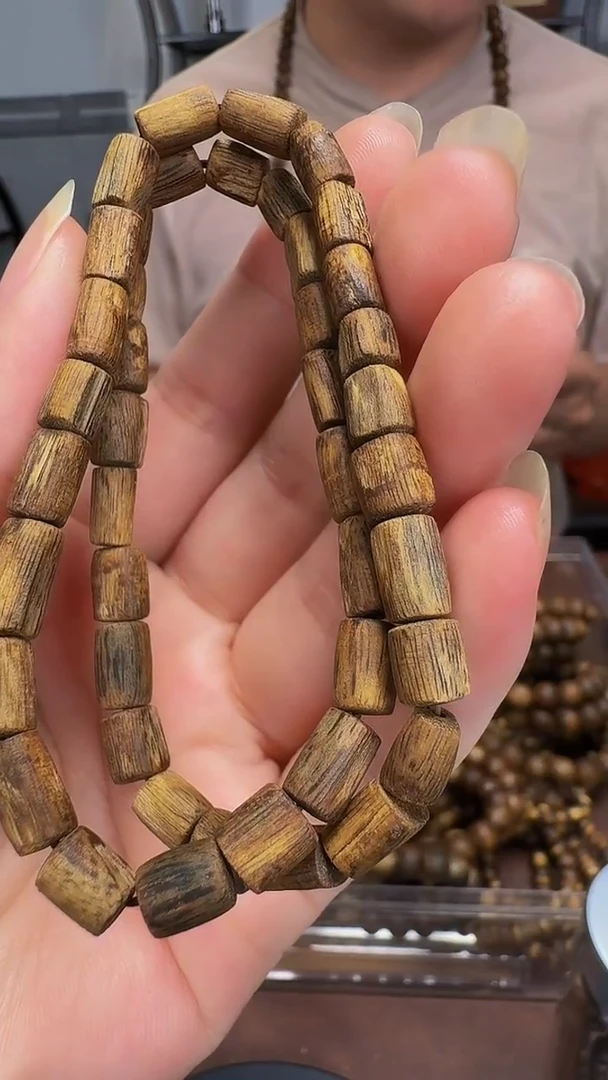 手串沉香海南绿奇楠随形双圈6.7克