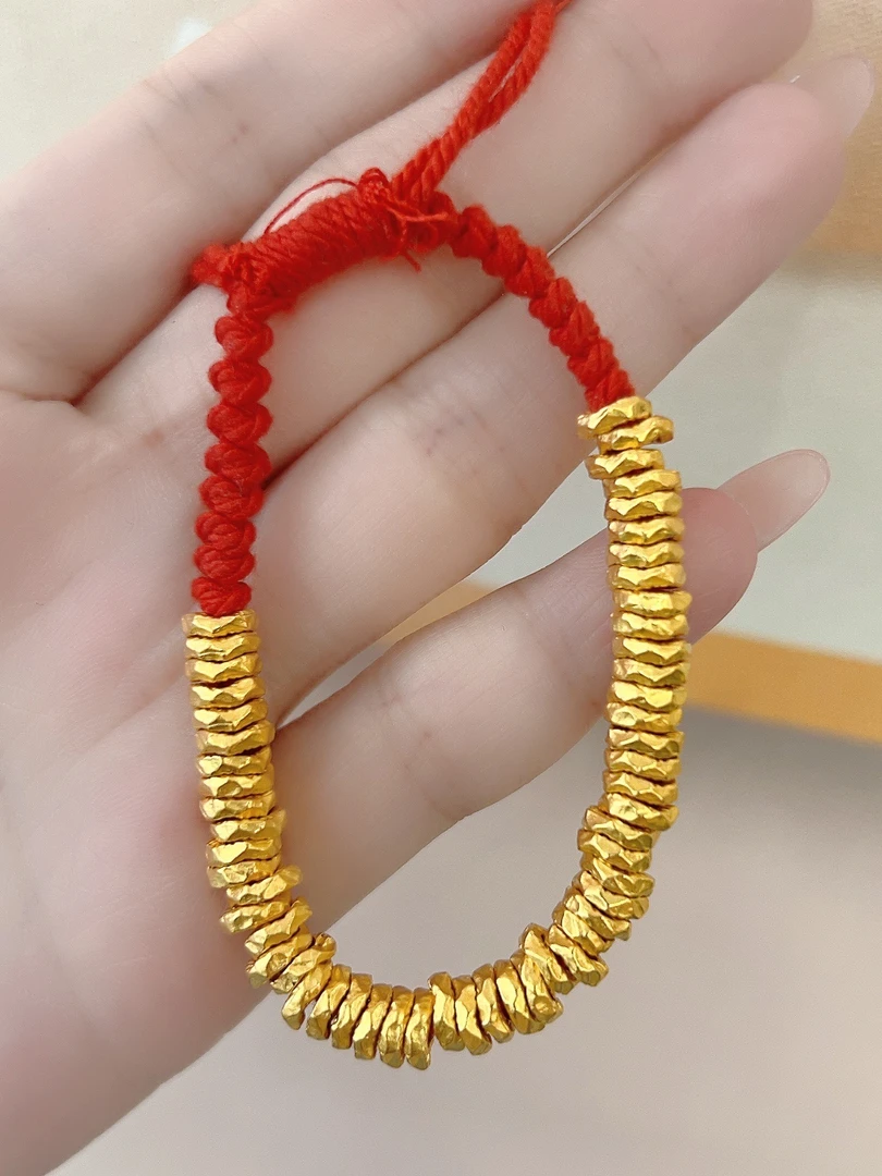 足金999 卡6锤纹工艺盘缠编绳 国风新中式（50颗编好发）