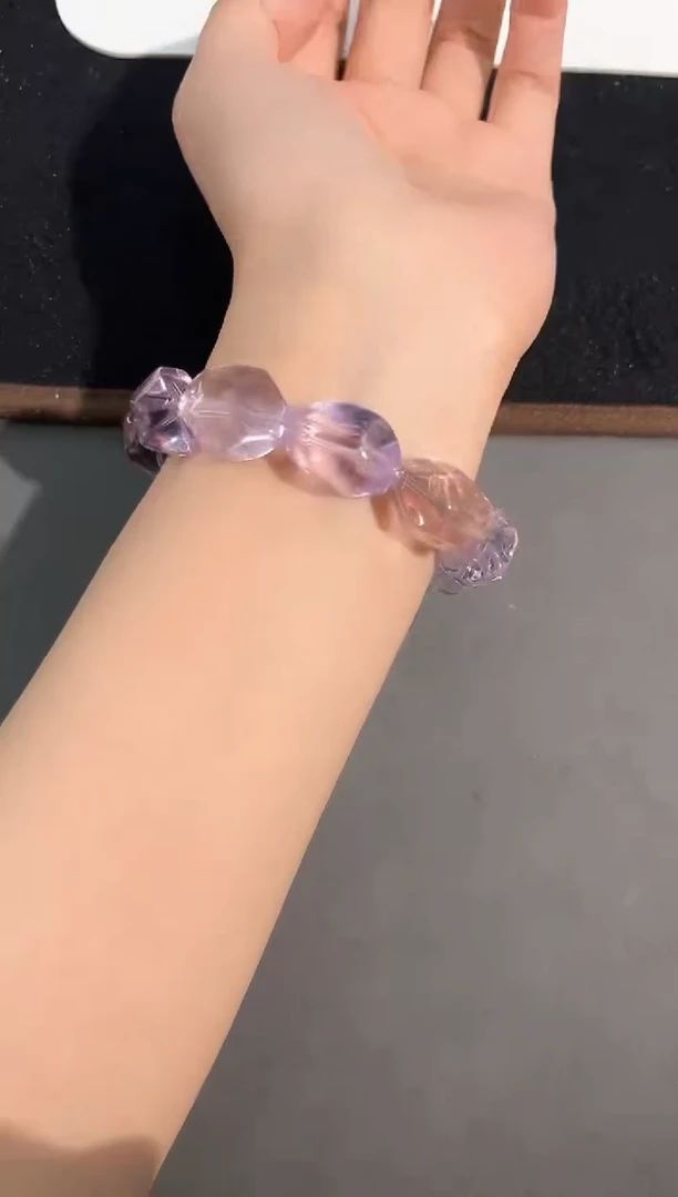 水晶手链未镶嵌71号紫黄随行单圈60g