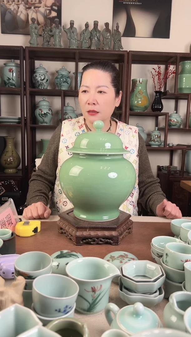 纯手工 梅青 盖罐L