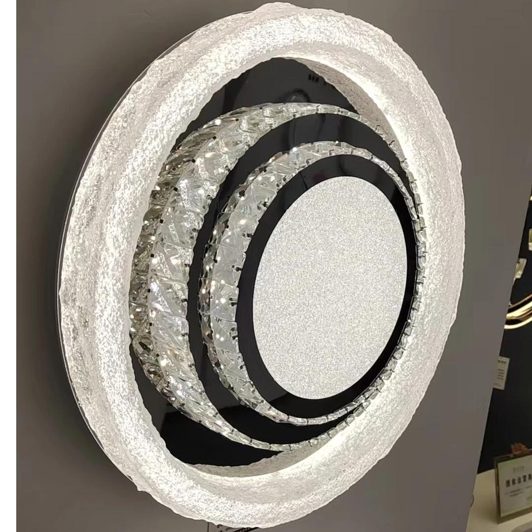 2026新款双层水晶吸顶灯高奢LED现代意式圆形餐厅卧室灯中山灯具