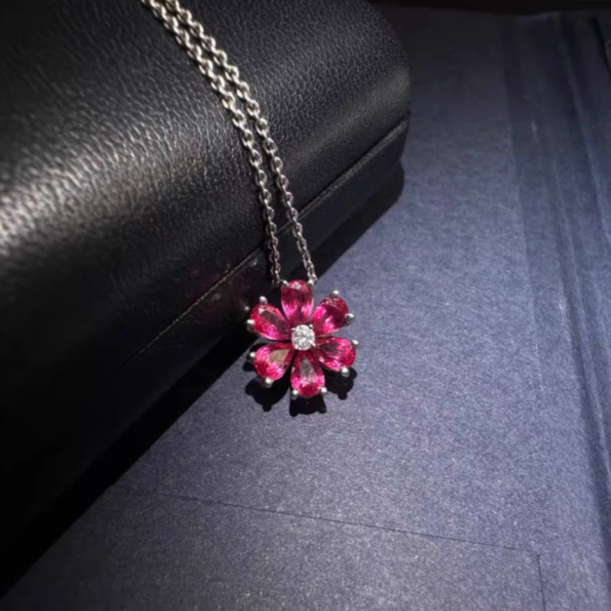 99新 Harry Winston/海瑞温斯顿 小花6欢 HW勿忘我系列红宝石项链