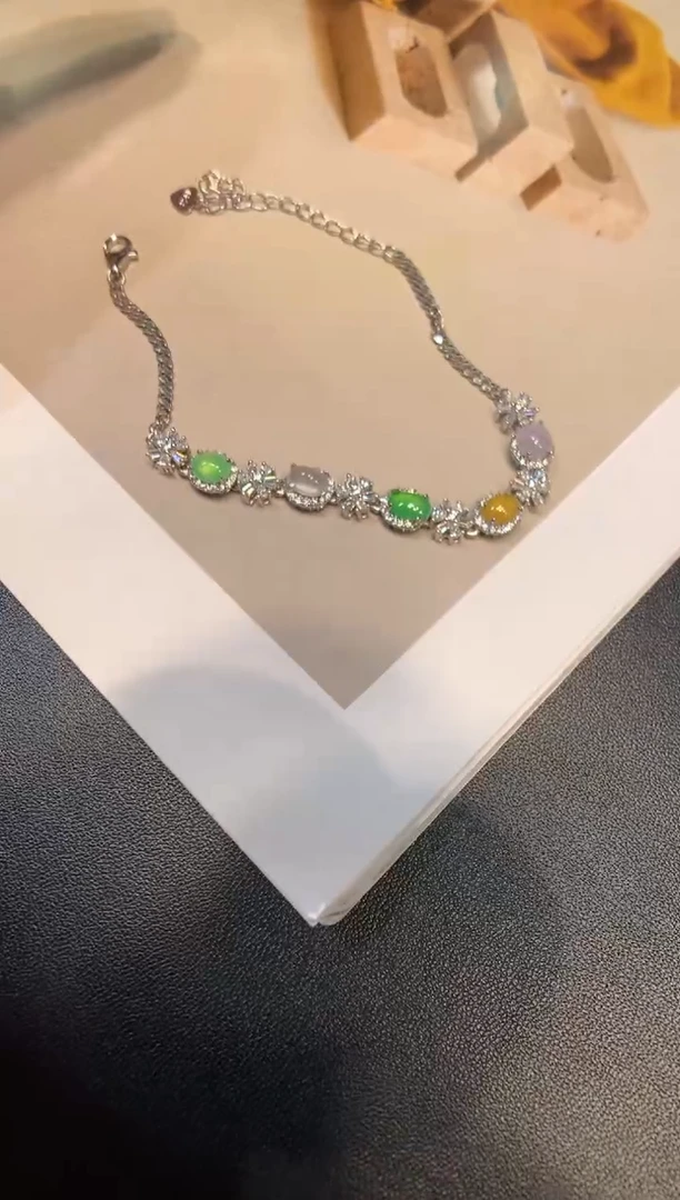 银S925镶嵌手链翡翠手链