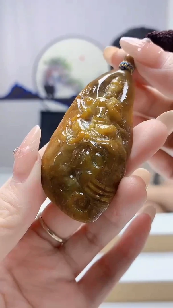 未镶嵌定制翡翠4917DD-毛货挂件50