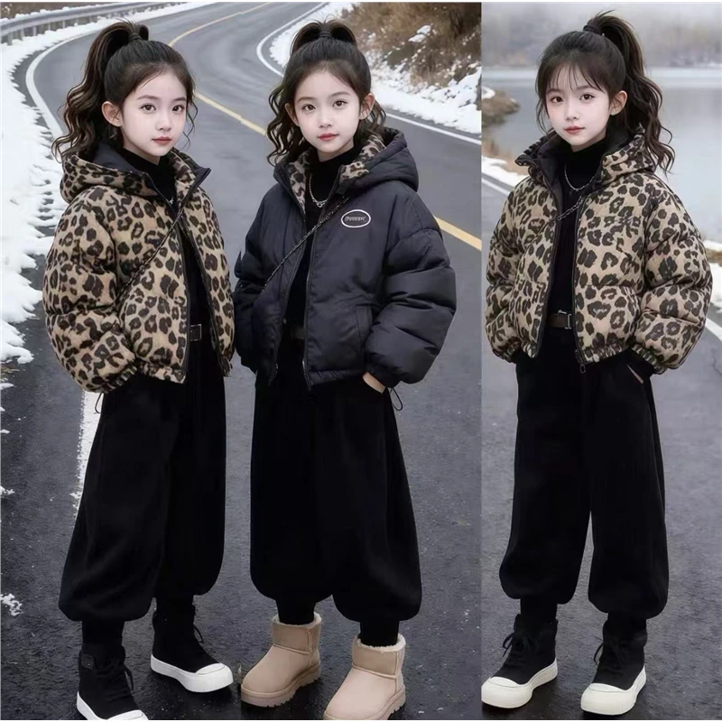 女童加绒休闲裤子秋冬2025新款儿童束脚卫裤冬季大童一体绒哈伦裤