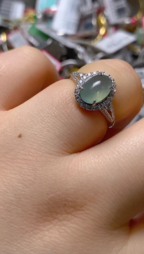 银S925镶嵌戒指翡翠百内无证书