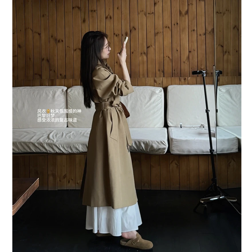 YPP！【柏林街头】极简英伦风中长款百搭翻领风衣外套