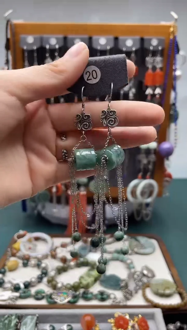 【闪购商品】翡翠耳饰银S925镶嵌饰品