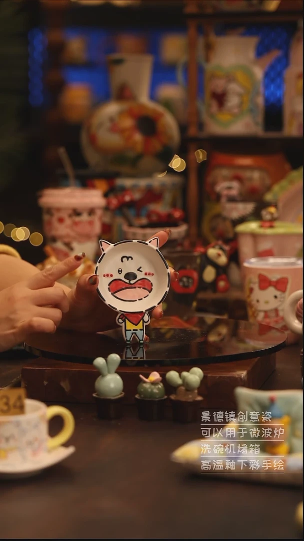 陶瓷景德镇可爱陶瓷釉下彩绘设计师款