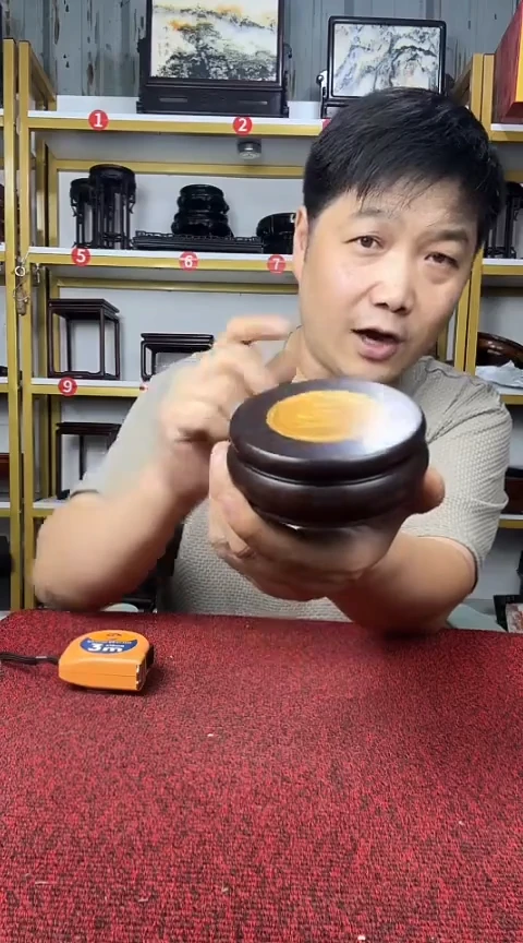 木非洲黑檀镶嵌底座9*3.5CM