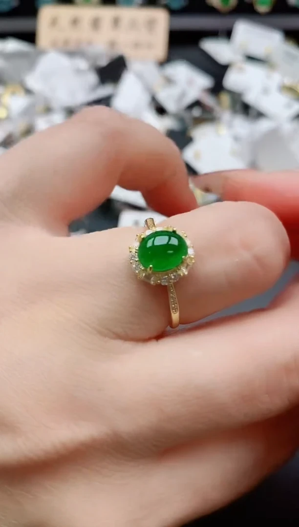 银S925镶嵌戒指翡翠1