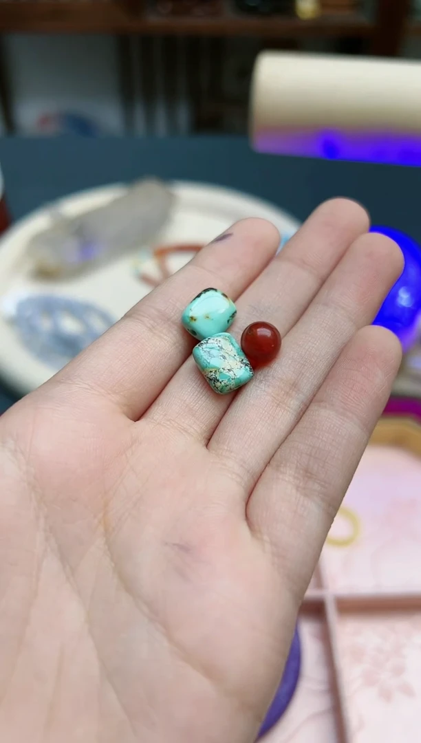 【闪购商品】玛瑙/玉髓散珠未镶嵌玛瑙散珠一对装*1 ZD 雨禾