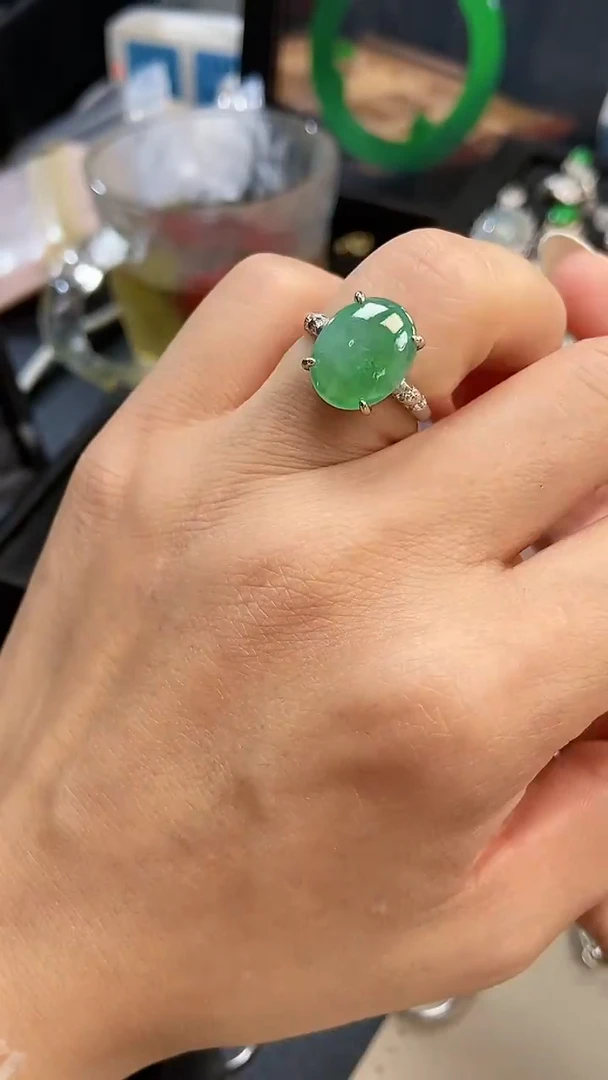 银S925镶嵌戒指翡翠4590