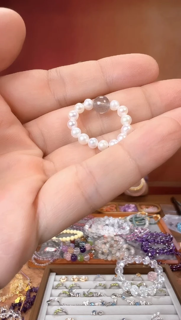 未镶嵌戒圈淡水珍珠风**安天然无核淡水珍珠戒圈