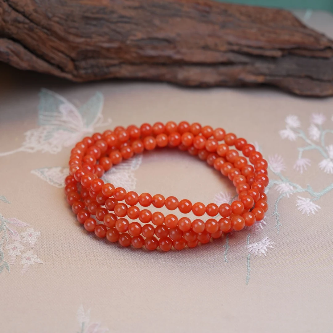 【吉福珠宝】南红手链多圈4mm四圈保山多圈 多样性发其一 T07833