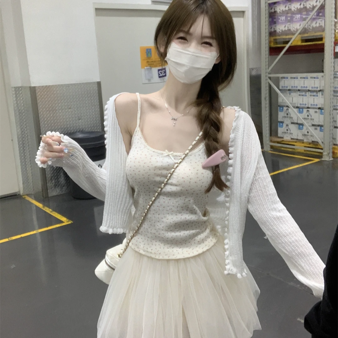 甜美碎花蕾丝防走光提花吊带背心女夏季外穿减龄纯欲内搭打底上衣