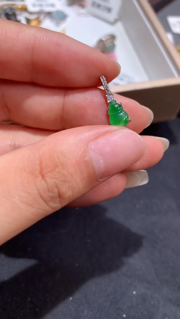 吊坠(不含链)银S925镶嵌翡翠【挽石珠宝】葫芦