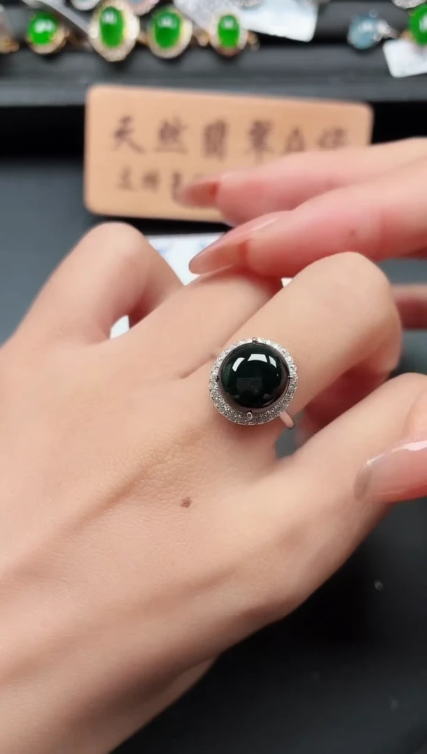 银S925镶嵌戒指翡翠111