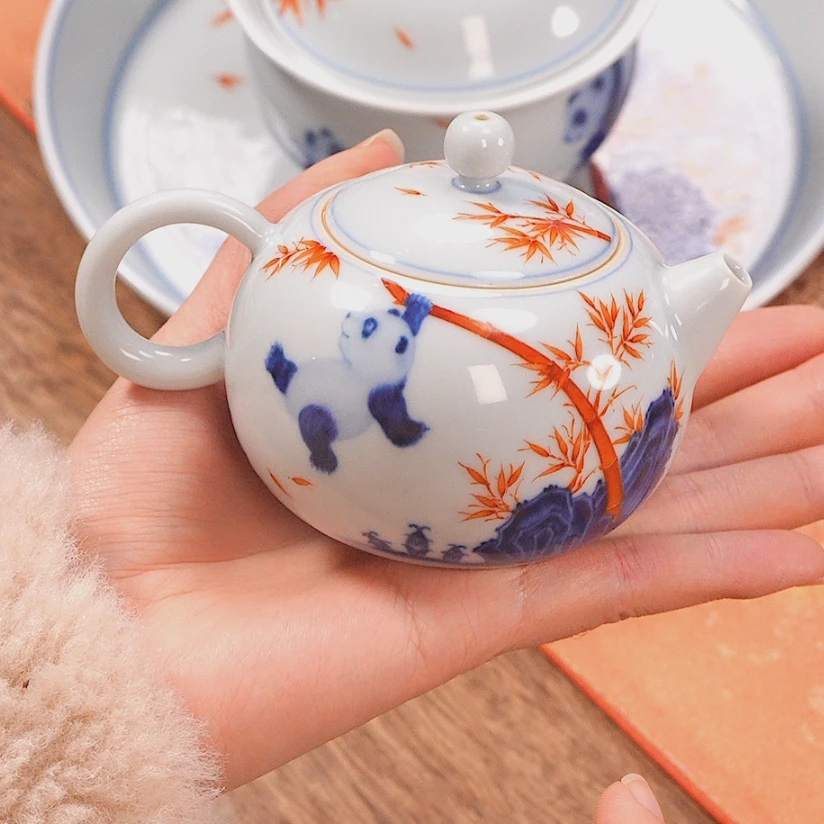 团窑 熊猫来啦  竹抱平安 金竹熊猫 想家熊西施壶