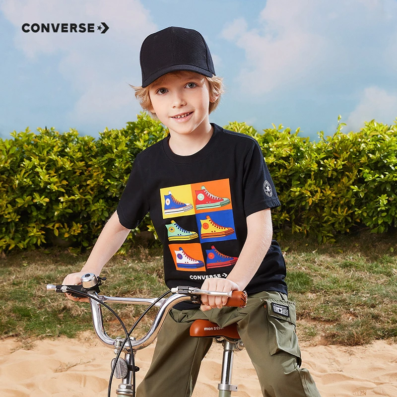 CONVERSE匡威夏季休闲时尚童装短袖潮流印花男T恤B715