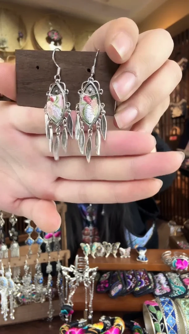 刺绣非遗刺绣民族风耳环