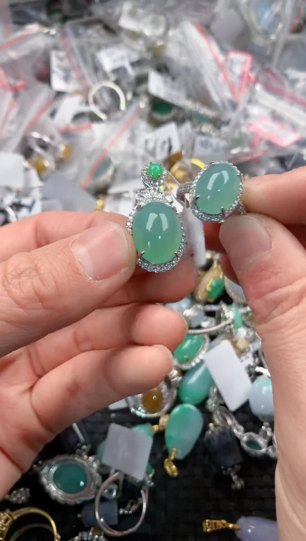 银S925镶嵌戒指翡翠666   4