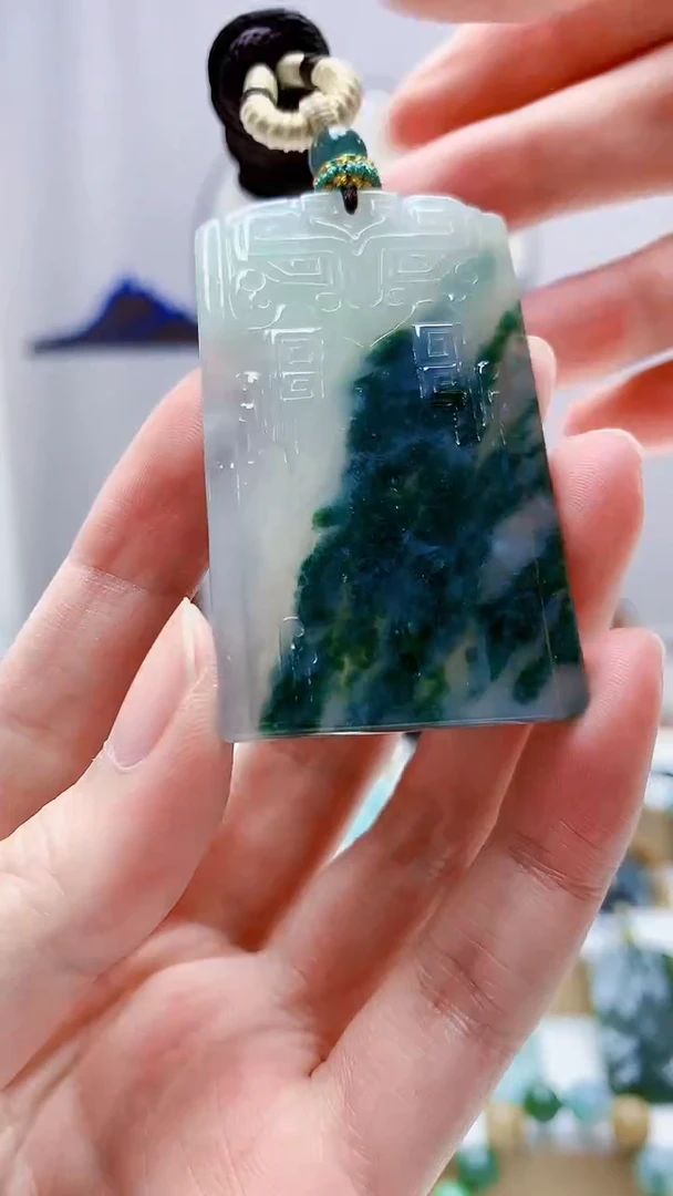 未镶嵌定制翡翠5028zm-毛货挂件仿古牌217