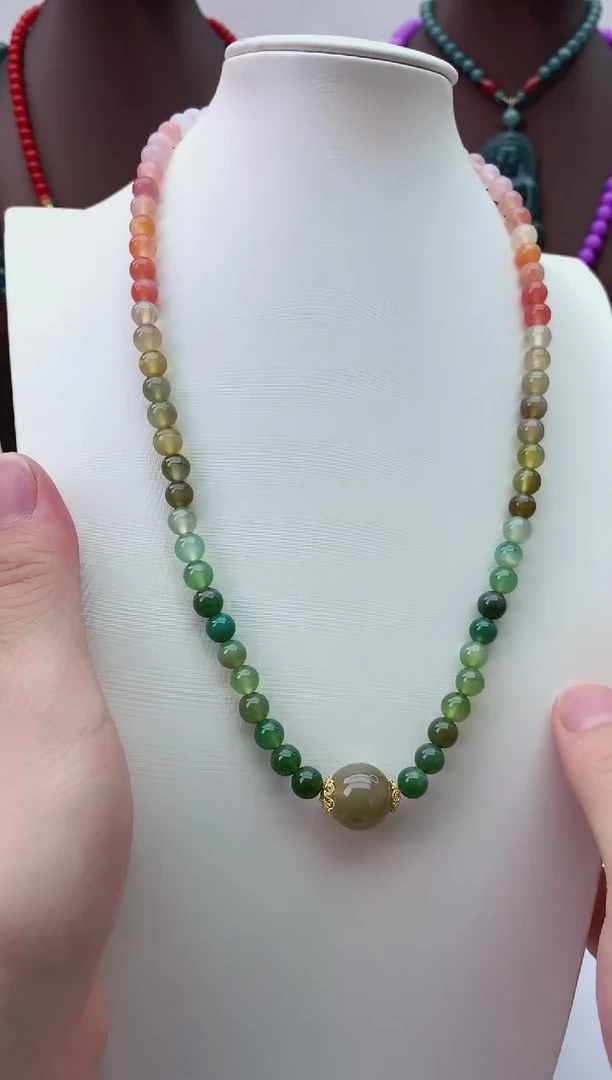 【闪购商品】玛瑙/玉髓颈饰14K金镶嵌D271