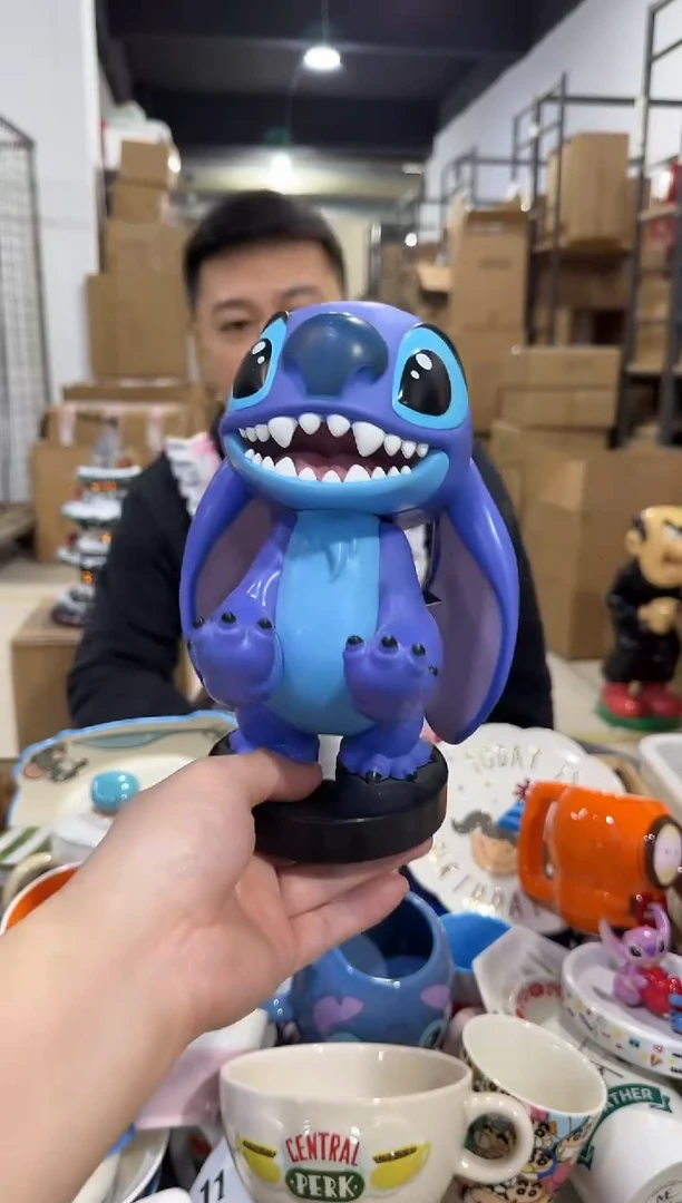 瓷片搪胶原盒史迪仔手机支架 张嘴款微瑕