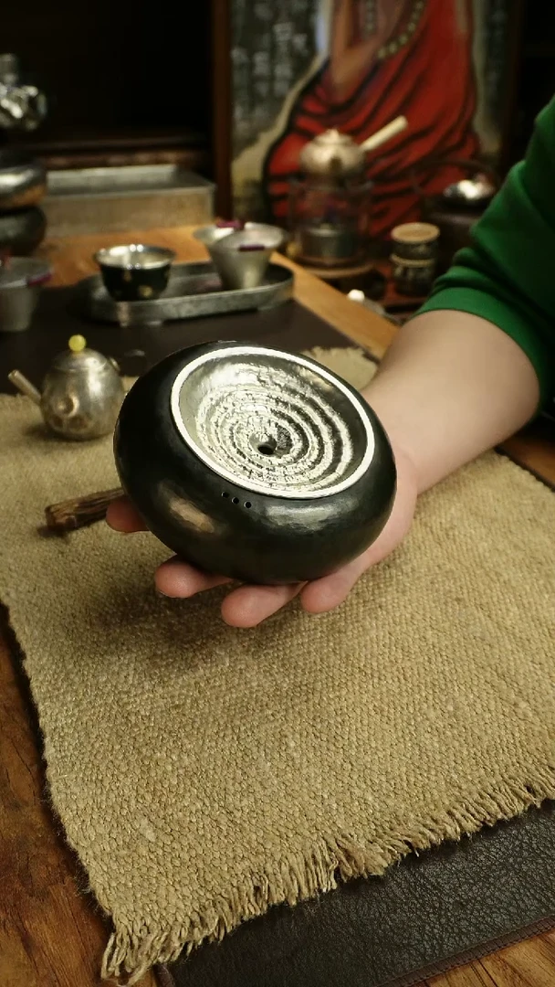 【闪购商品】锡盖铜底旋涡建水