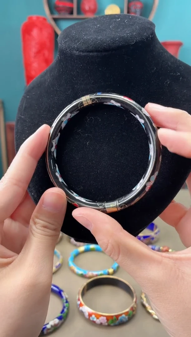 非遗 景泰蓝开口镯 黑色60