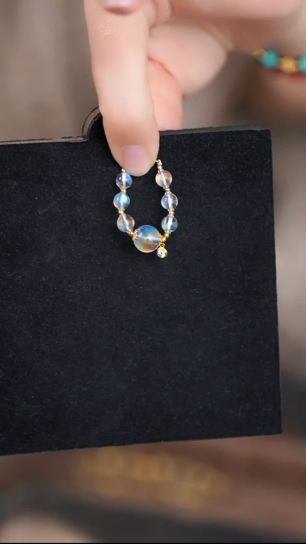 吊坠(不含链)18K金镶嵌长石@