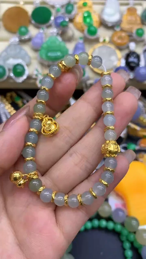 足金镶嵌手链翡翠231-中国好珍宝