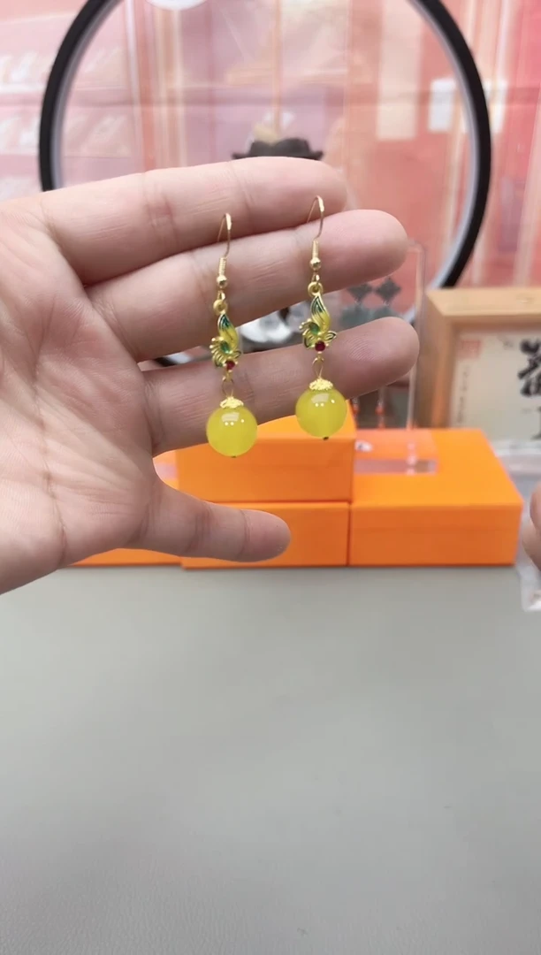 银S925镶嵌耳坠玛瑙/玉髓j551