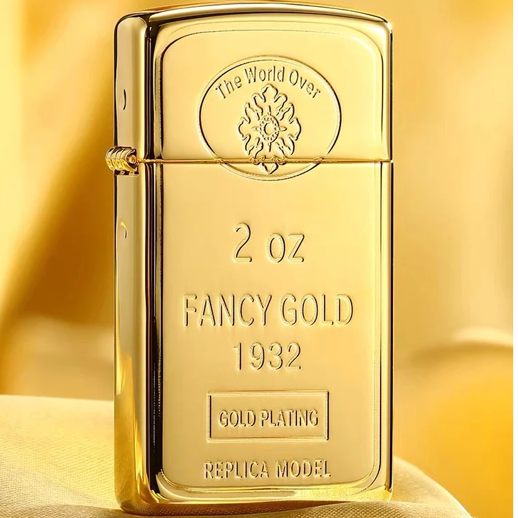 Zippo打火机镀金纤巧窄机纤巧小金砖DYJ1
