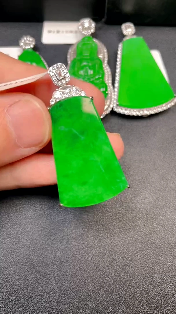 吊坠(不含链)银S925镶嵌翡翠吊坠