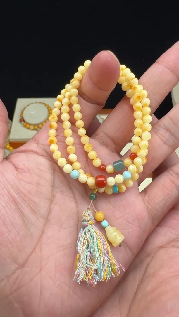 【闪购商品】蜜蜡手链未镶嵌白花蜡