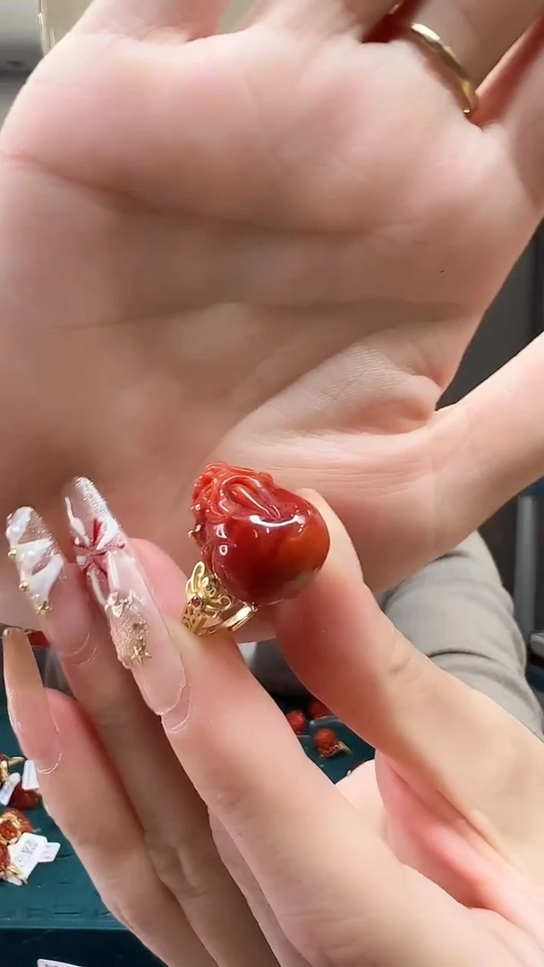 【闪购商品】南红玛瑙貔貅戒指银S925镶嵌/TF