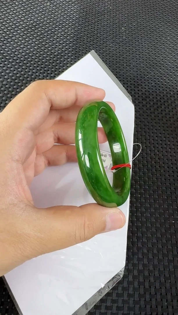 【闪购商品】和田玉（碧玉）手镯未镶嵌约61.3MM*14.6*8.6MM粉绿