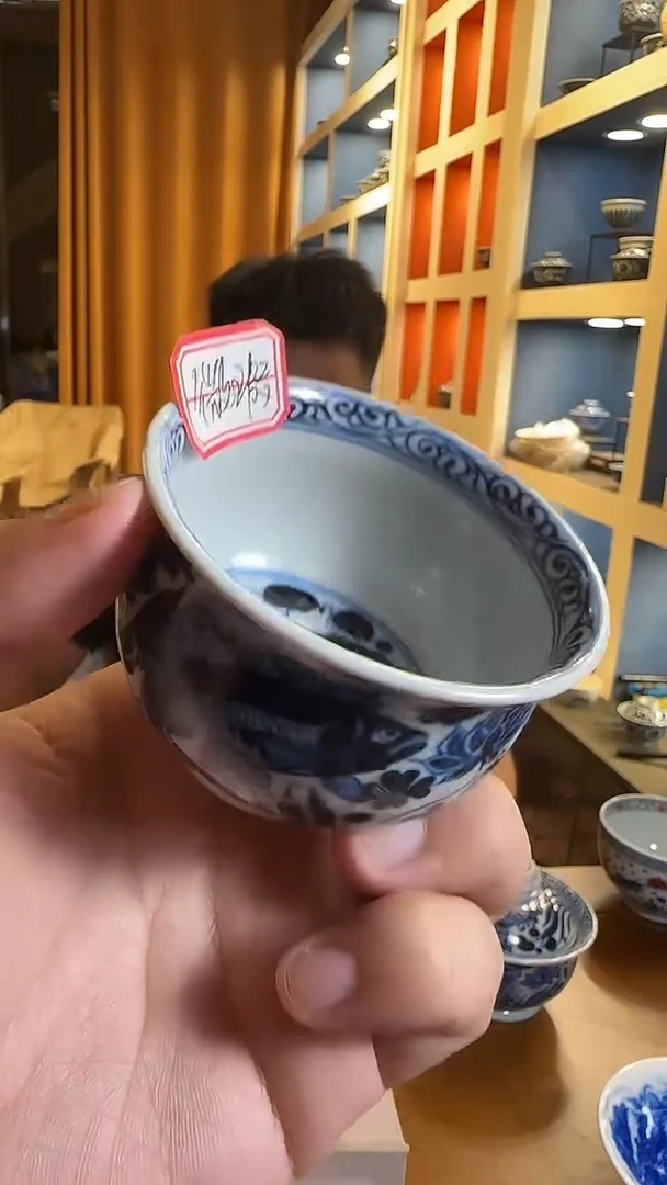 【不晓堂】青花鱼藻炉式杯-微瑕