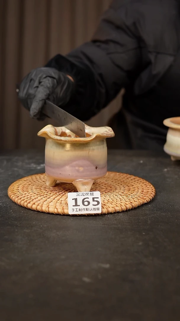 【闪购商品】瓷片165泥泥手工花盆