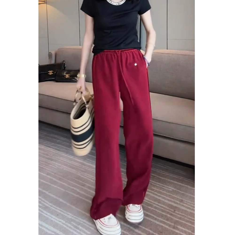 2025夏季新款高腰显瘦大码阔腿高腰直筒阔腿休闲裤