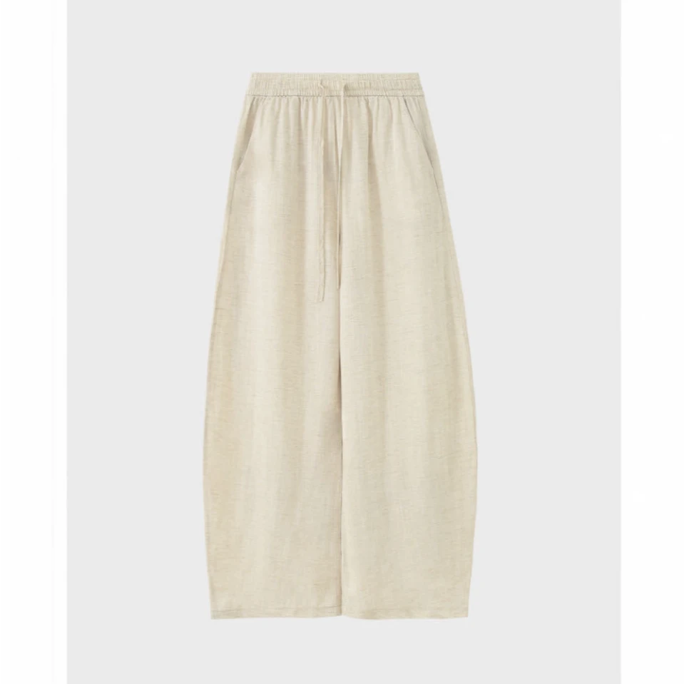 法国雨露麻【亚麻镰刀裤】超火老钱风凉爽抽绳弯刀裤女慵懒显瘦