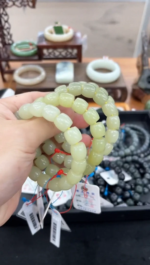 未镶嵌手串和田玉卡12若羌黄 极限弧 多样性发一