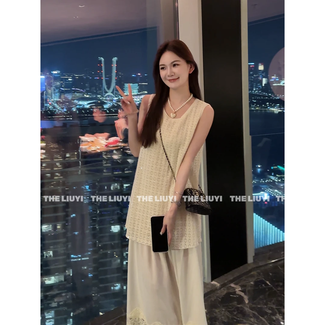 【LIUYI】克拉恋人~夏季亮片蕾丝拼接连衣裙54021