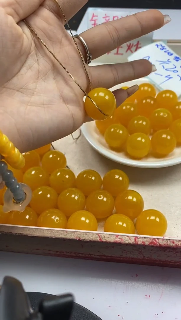 【闪购商品】蜜蜡颈饰未镶嵌w1143鸡油黄蜜蜡20mm1颗