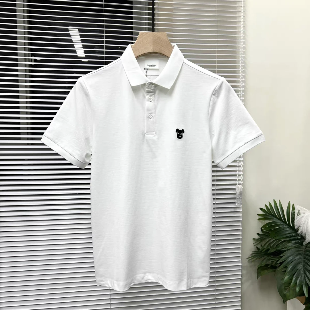 （大饼在北漂）短袖夏季刺绣男纯色欧美风Polo衫半袖潮流百搭男士